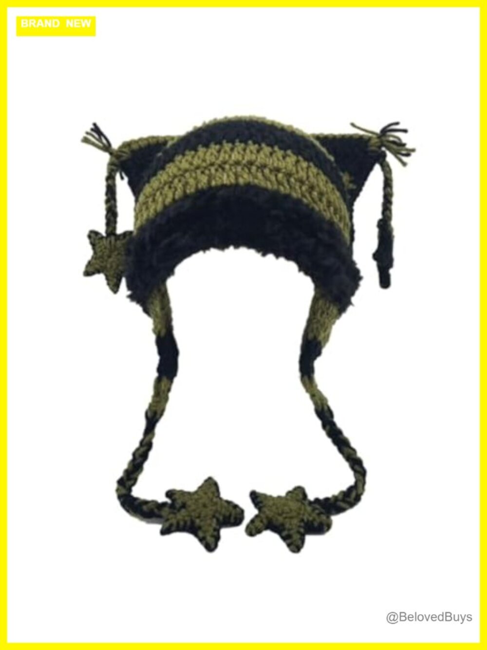Cat Ear Knit Beanie Goth Grunge Y2K Winter Hat for Women